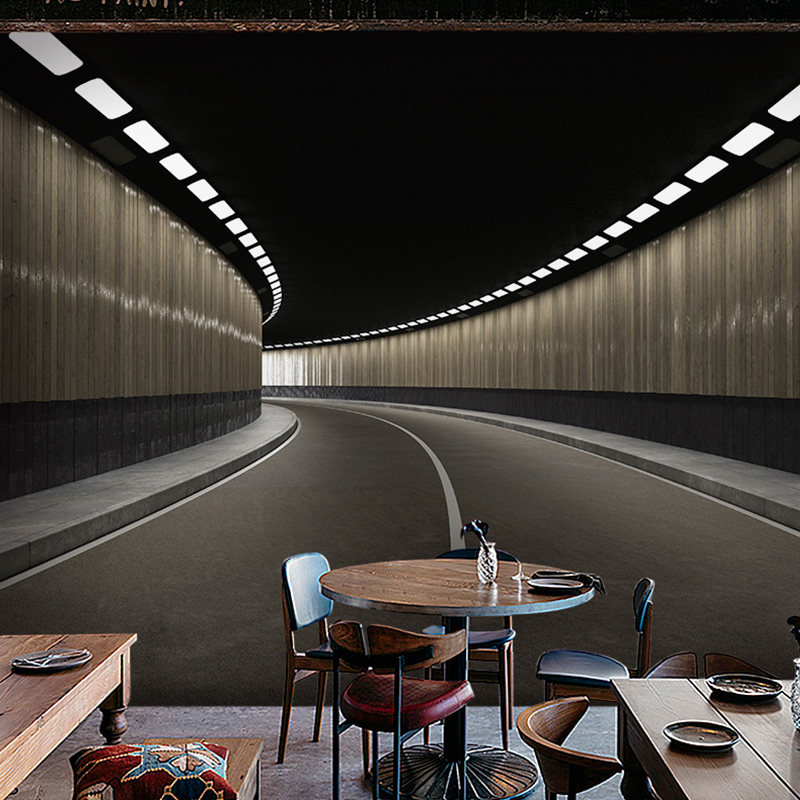 3D立体视觉延伸工业风墙纸公司前台服装店壁纸餐厅健身房背景墙布