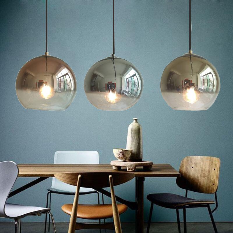 北欧吊灯餐厅创意个性咖啡厅吧台简约现代展厅渐变电镀玻璃球灯具