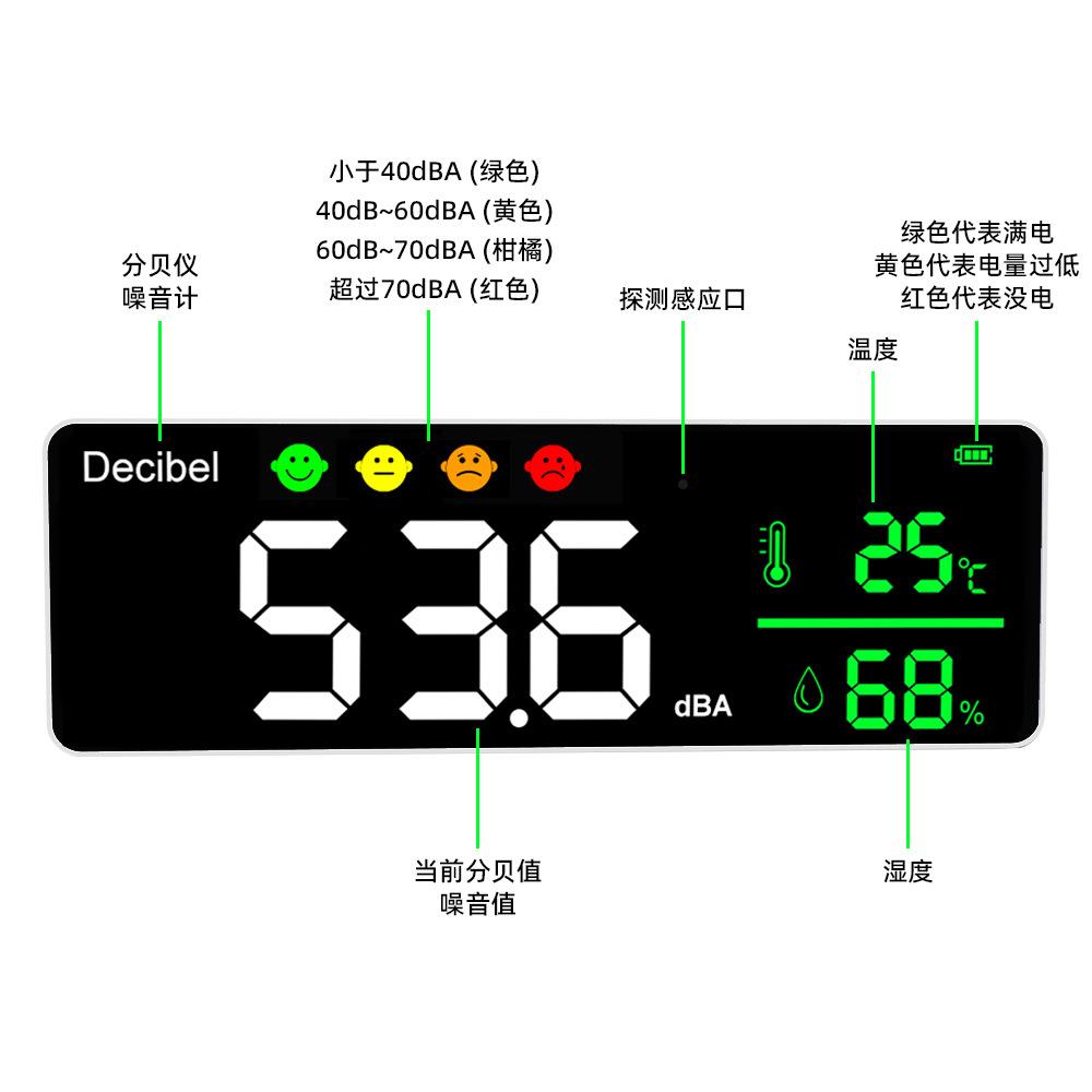 噪音计噪音表壁挂式噪音检测仪 声级计 分贝仪测试仪温湿度计工厂
