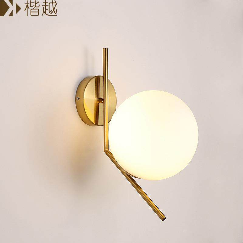 北欧后现代玻璃球壁灯客厅卧室床头阳台走廊过道铁艺个性创意灯具
