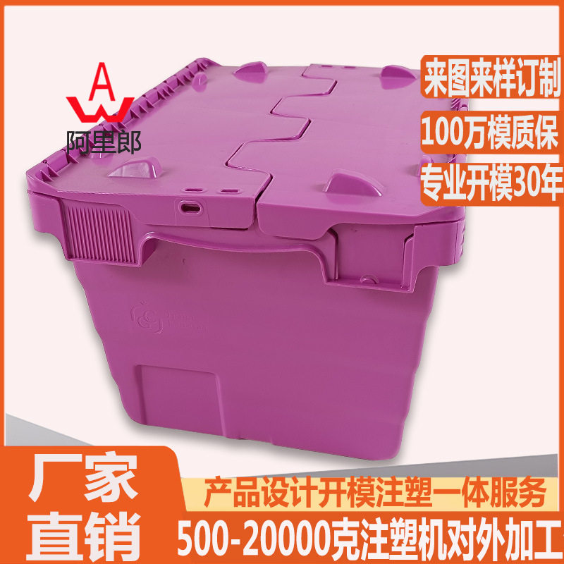 斜插盖塑料物流箱模具翻盖日用品收纳箱模具邮递快递塑料箱模具