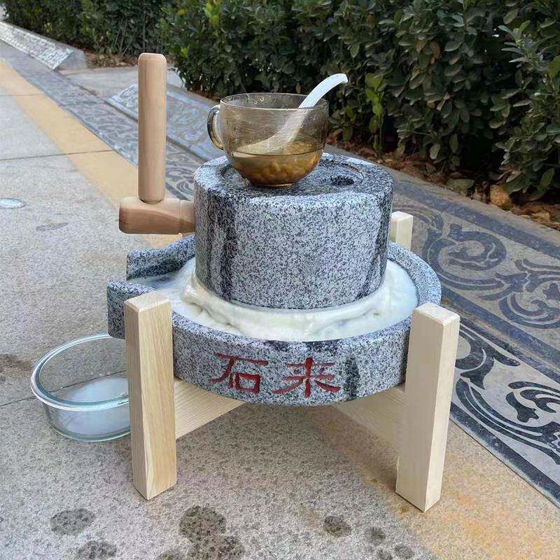 石雕石磨家用手动石磨小型电动迷你石磨微型磨豆石磨子摆件
