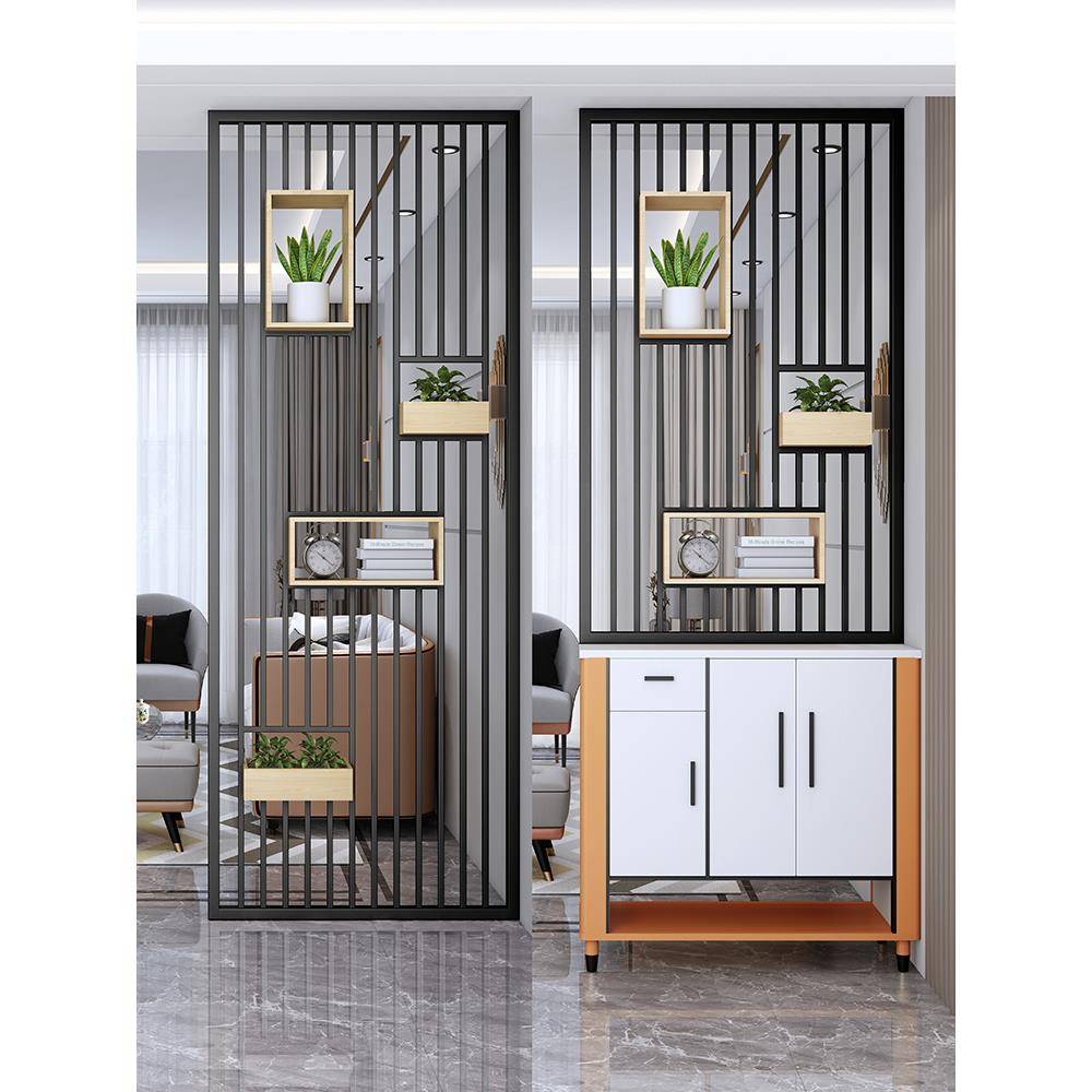 轻奢屏风隔断客厅网红铁艺玄关柜创意现代简约格栅镂空金属不锈钢