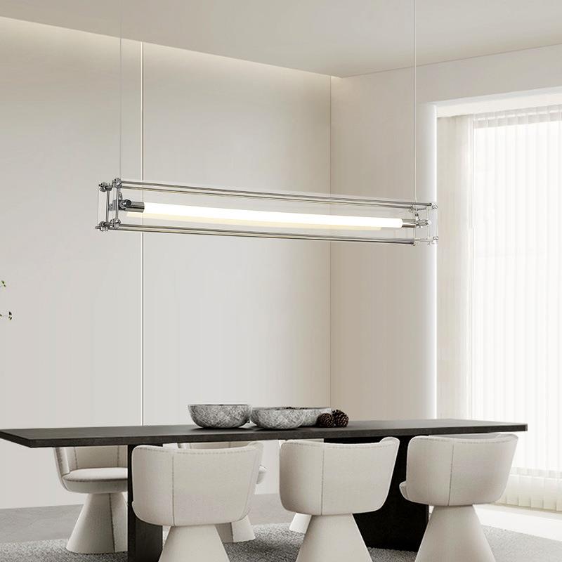 2024新款极简一字长条餐厅吊灯意式轻奢设计师餐桌饭厅高级感主灯