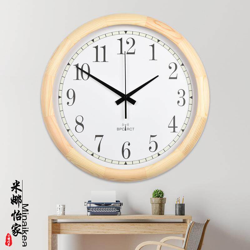 现代大田园客厅静音挂钟欧式时尚仿古电波钟现代简约创意时钟壁挂