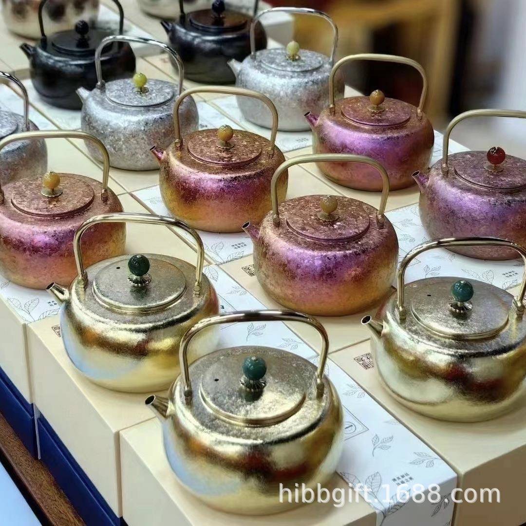 博友制钛小满黑曜款钛提梁烧水壶户外露营野营茶壶野外煮水壶钛壶