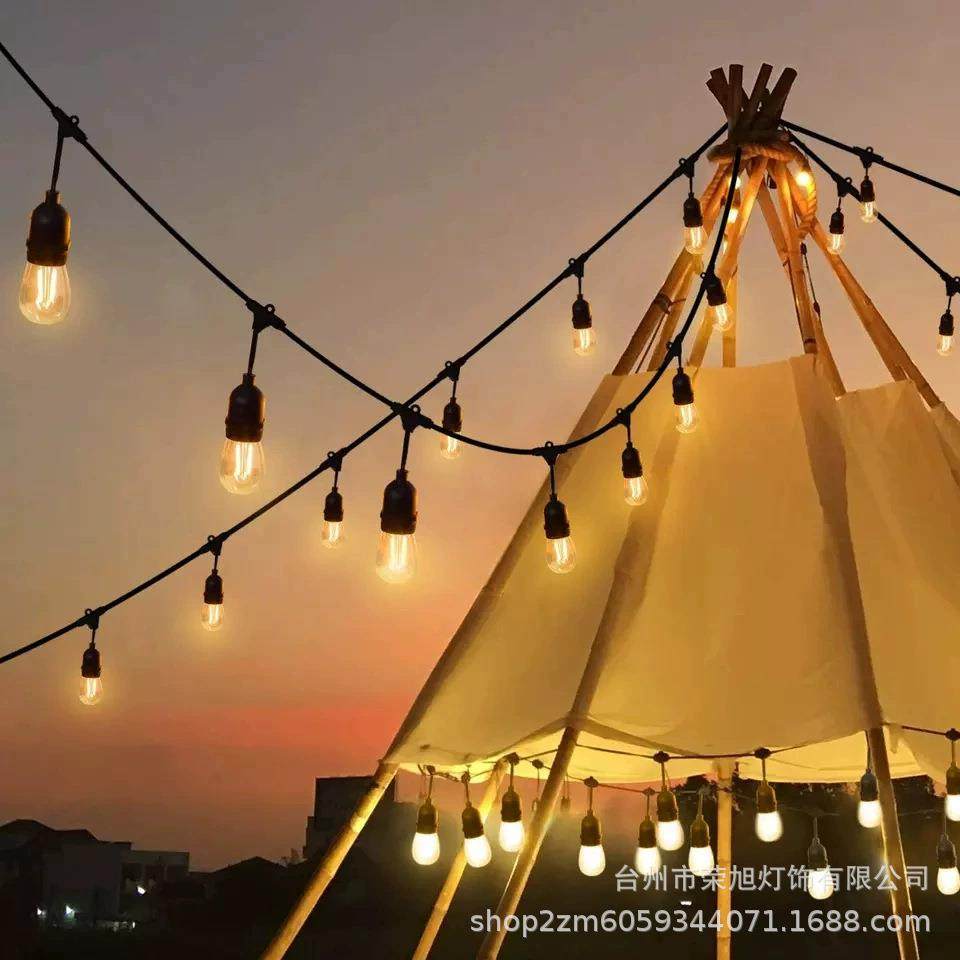 户外防水S14灯串下挂庭院灯跑马灯节日亮化氛围装饰灯太阳能灯串