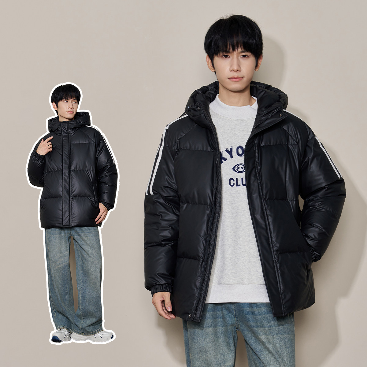 保暖安心绒男童青少年长高羽绒服