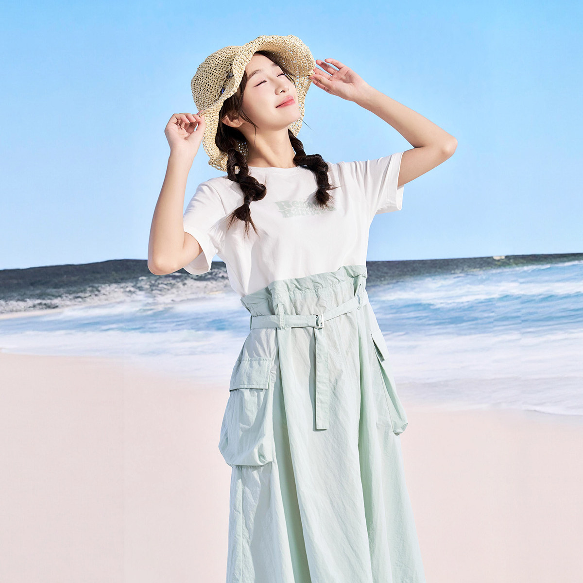 夏季甜美公主拼接长款连衣裙