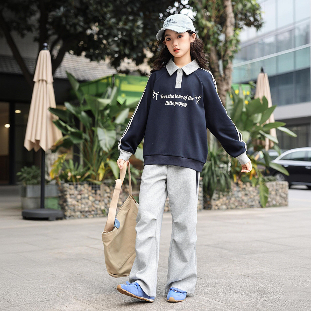 2026春季新款女童两件套中大童运动套装初中生学生休闲露营上衣裤