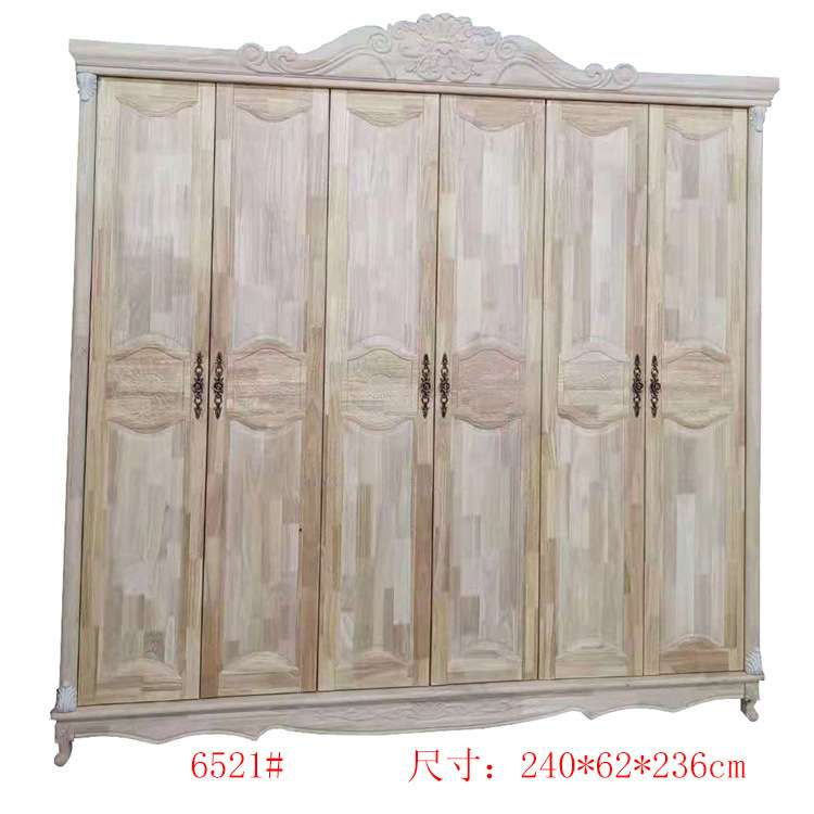 欧式实木白茬大衣柜白胚四五门衣柜卧室推拉组装大衣橱衣物收纳柜