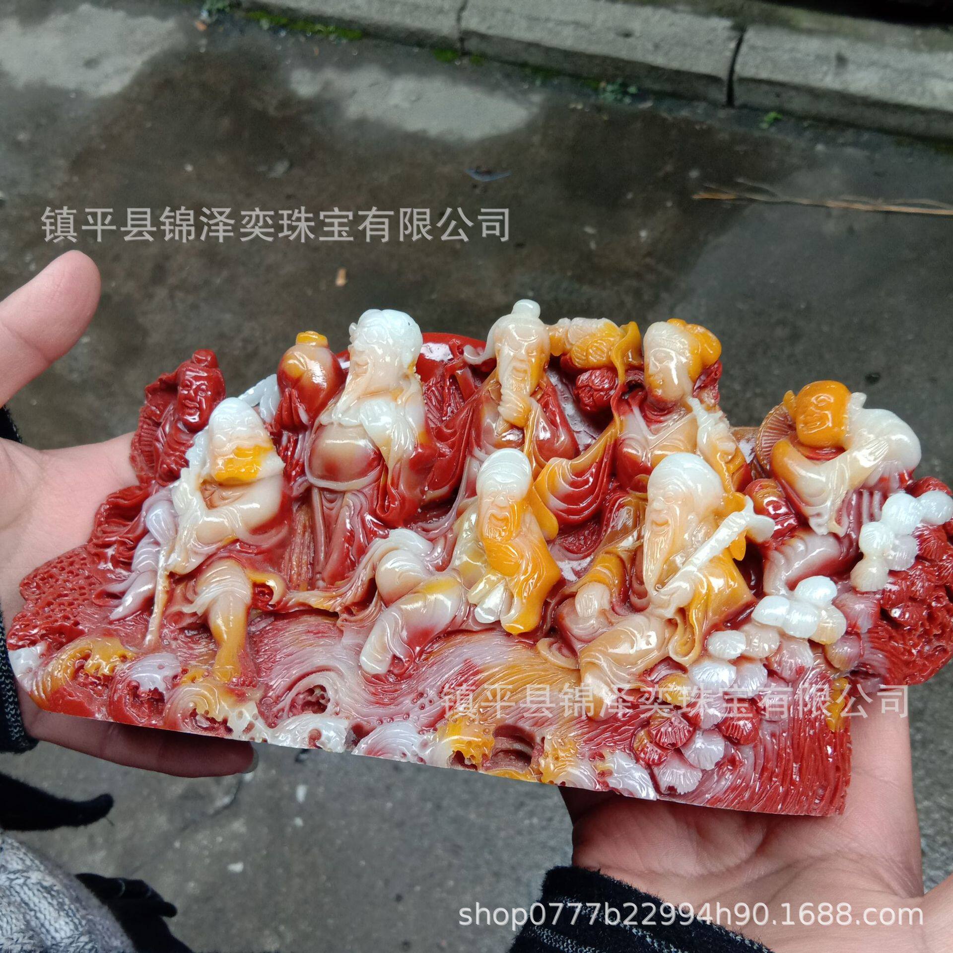 厂家直销仿寿山石仿古做旧古玩纯工艺品田黄石八仙过海小摆件批发