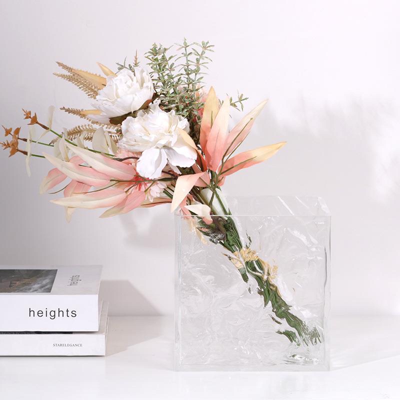 水波纹花瓶摆件现代简约亚克力方形插花花器客厅餐桌装饰桌面摆设