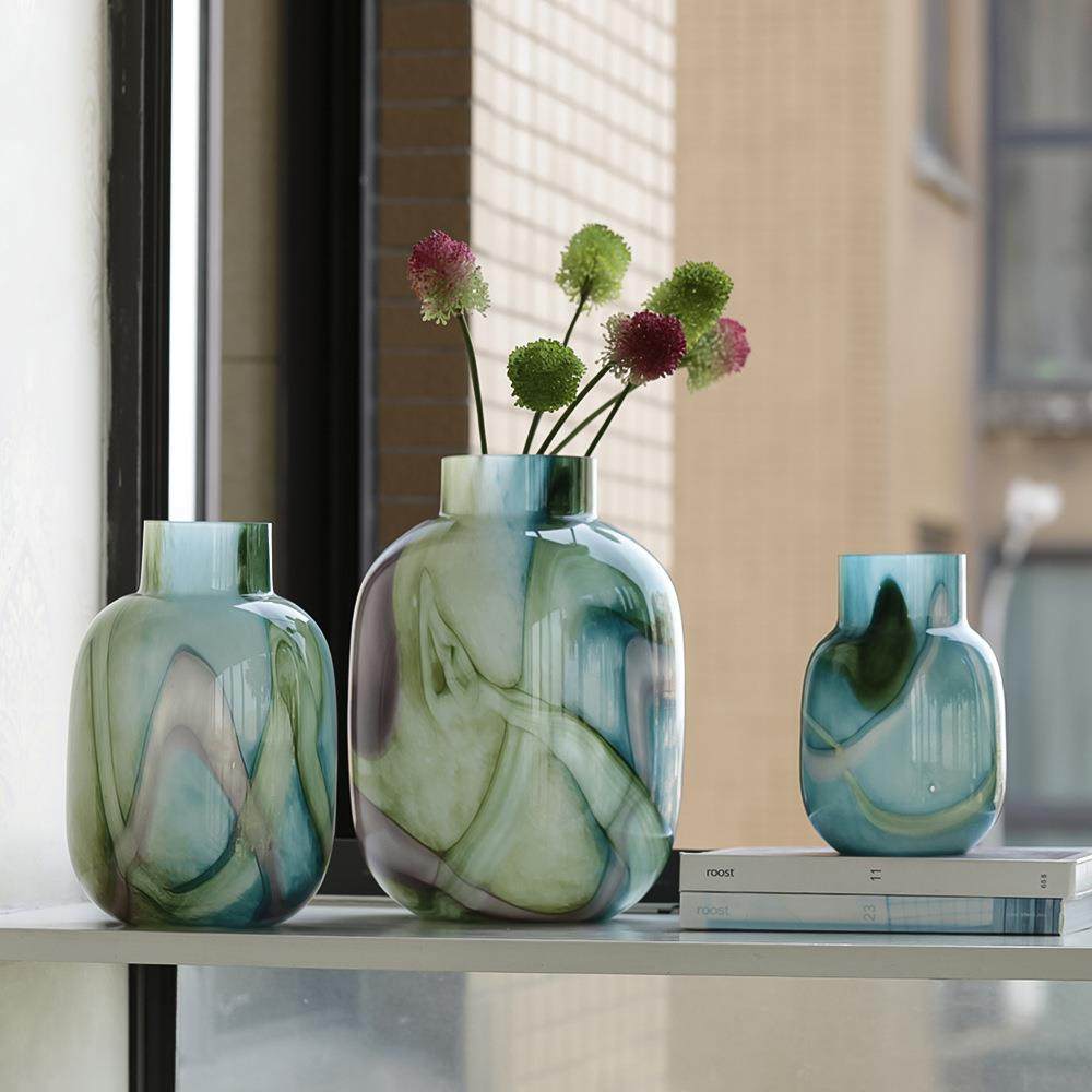 中古风渐变拼色玻璃花瓶摆件客厅餐桌水培复古花瓶简约轻奢装饰品,鲜花速递/花卉仿真/绿植园艺,割草机/草坪机,淘宝优惠券,粉丝福利购,淘宝优惠卷