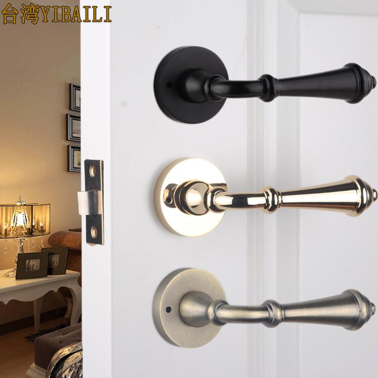 浴室通道锁保险锁室内房门把手简欧式卧室门锁简约金色黑色门锁