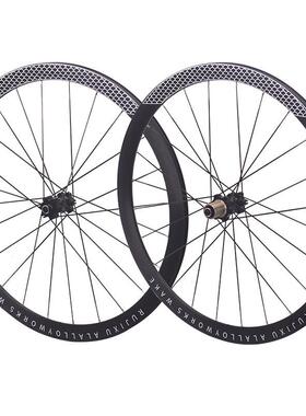 700C框高38MM公路车直拉式纯碟刹版六丁中锁快拆公路自行车轮组