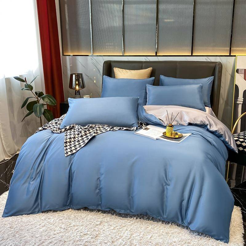 夏季欧式轻奢高级感水洗冰丝裸睡丝滑天丝床单被套四件套床上用品