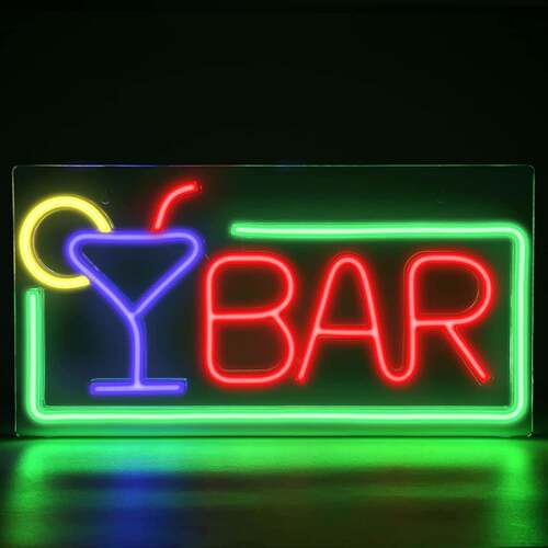 LED亚克力背板霓虹灯酒吧装饰氛围灯多色BAR。USB款