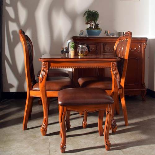 欧式实木方桌小户型家用桌子一桌四椅售楼部接待桌子1米正方型桌