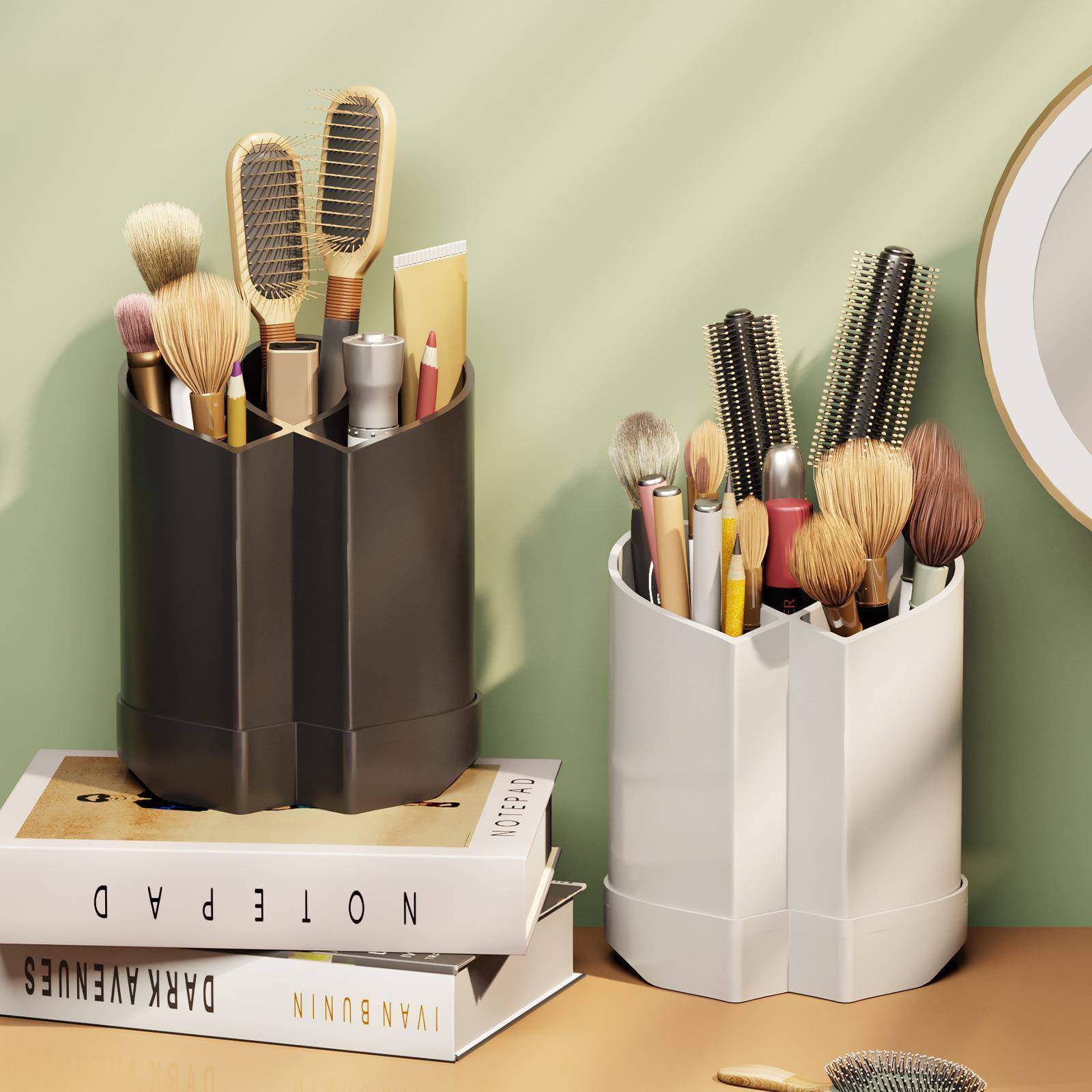 创意可爱桌面笔筒办公室化妆刷收纳筒风收纳盒文具轻奢办公收纳桶