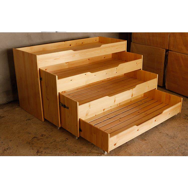 实木幼儿园四层推拉床宝宝午睡床叠叠床木制抽屉式儿童床