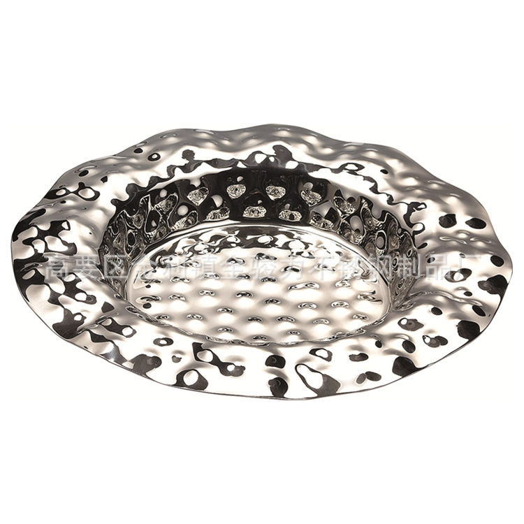 创意高档不锈钢锤印花边果盘刺身沙拉盘 酒店酒吧摆台餐厅用品,餐饮具,果盆/果盘/果篮,淘宝优惠券,粉丝福利购,淘宝优惠卷