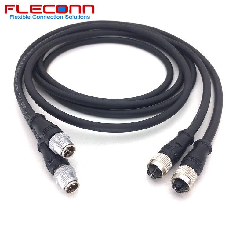 M12X型编码8P连接器8PIN8芯公头转母头Gigabit超高速以太网线