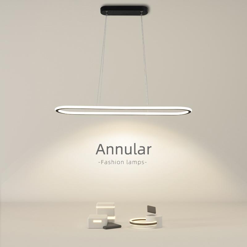 椭圆餐厅led吊灯个性现代简约创意款北欧主卧室书房饭桌圈圈吊灯