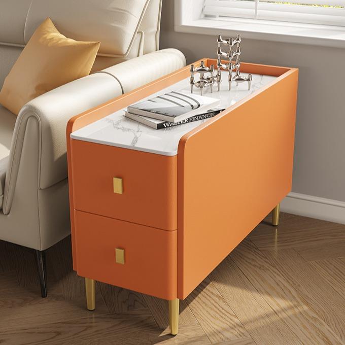 客厅岩板轻奢沙发边柜全实木超窄小茶几迷你床头角几桌子皮质边几