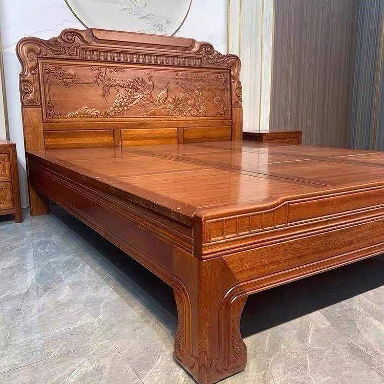 花梨木雕花全榫卯全实木明清古典双人床1.8主卧加厚1.5单人2米床