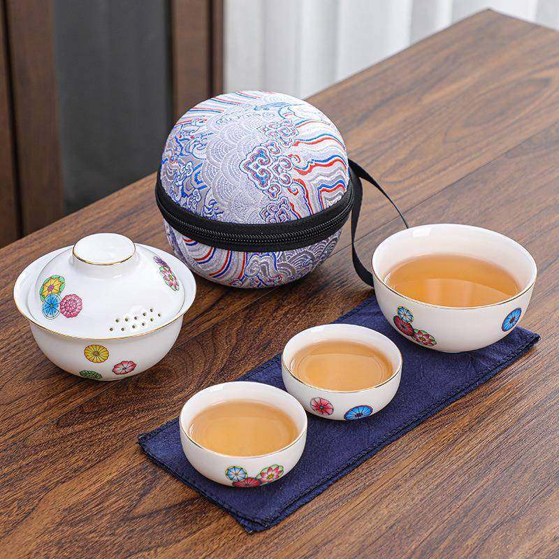 户外旅行茶具套装羊脂玉瓷白瓷快客杯一壶三杯泡茶壶手提便携式包,鲜花速递/花卉仿真/绿植园艺,割草机/草坪机,淘宝优惠券,粉丝福利购,淘宝优惠卷