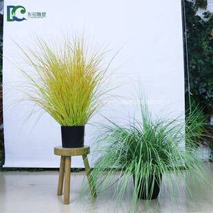 仿真芦苇盆栽狗尾巴草仿真绿色洋葱草盆栽大型狗尾草盆栽室内摆件