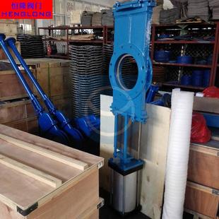 厂家直销SCZ673穿透式气动铸钢法兰插板阀铸钢DN150刀型闸阀