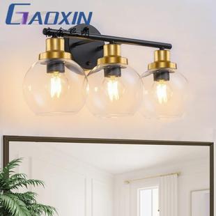 热销美式 复古工业风浴室镜前灯室内圆形E26透明玻璃墙壁挂灯外销