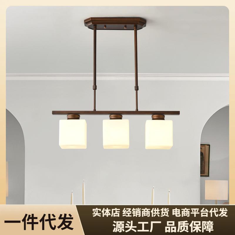 美式餐厅吊灯三头复古乡村铁艺简约现代吧台餐桌个性长条灯具新款