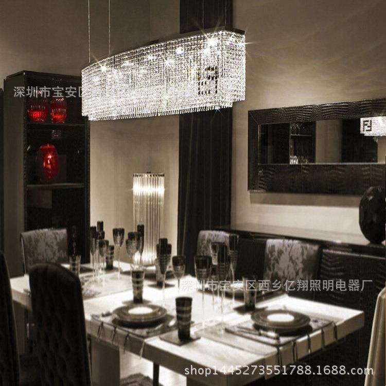 北欧长方形水晶艺术创意吊灯客厅餐厅吧台灯饰楼梯灯具led长吊灯