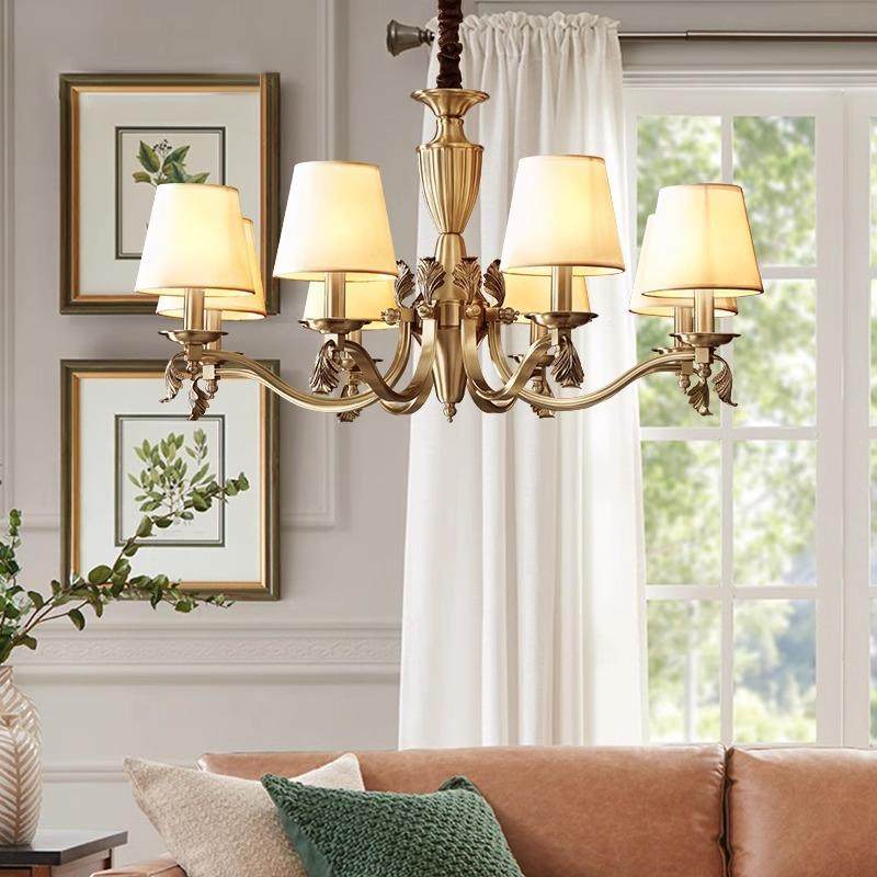 美式全铜吊灯豪华大气田园复古餐厅卧室简约客厅书房灯别墅复式灯