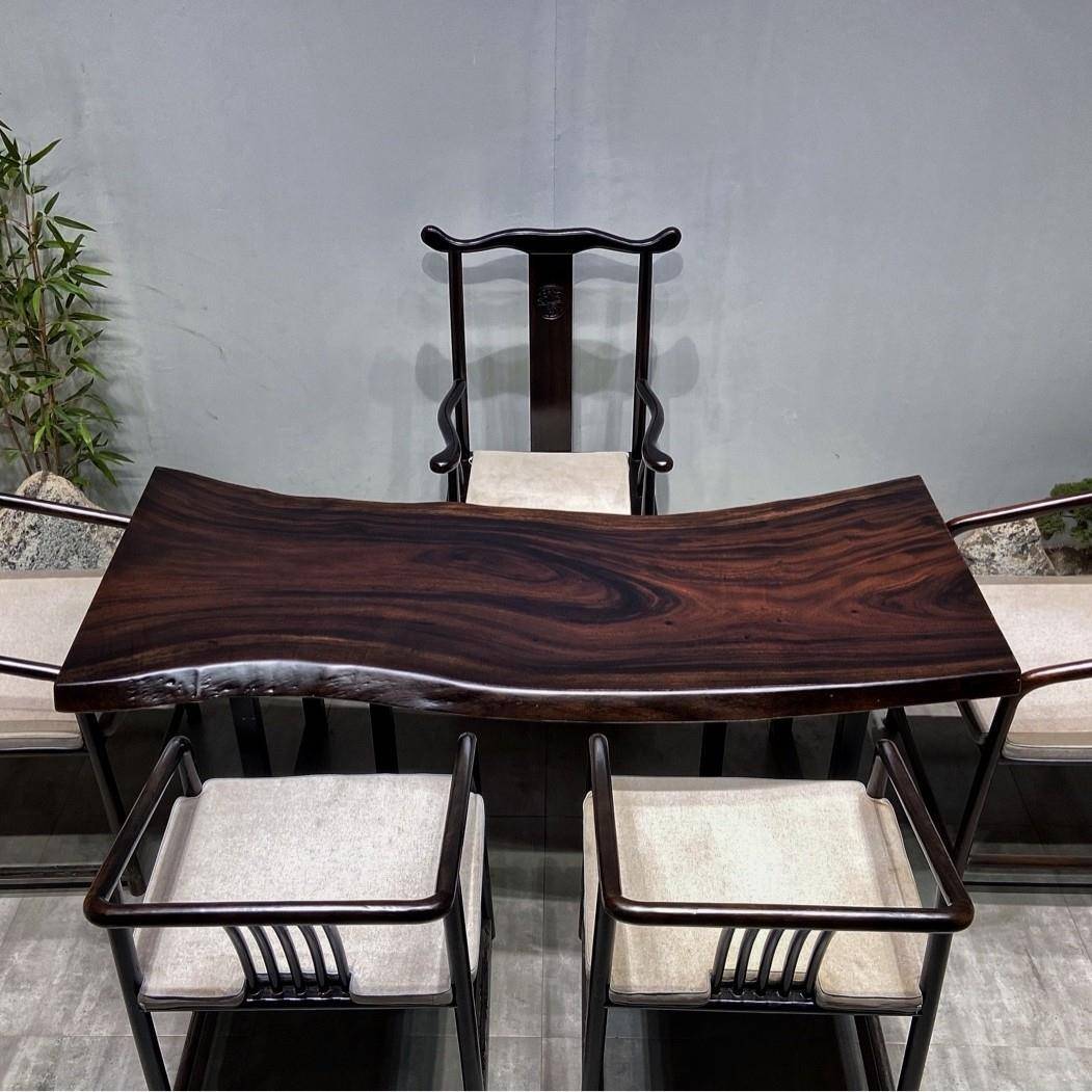 胡桃木大板原木实木大板新中式茶桌套装办公会议桌大班台简约家具