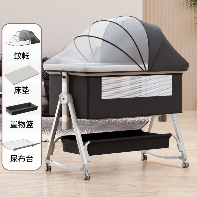 可移动新生婴儿床批发儿童床护栏护理台多功能宝宝摇篮床可折叠床