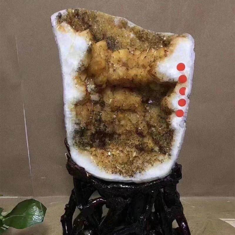 永韵天然黄晶洞摆件洞形好 晶体饱满 造型美观 颗粒均匀 颜色漂亮