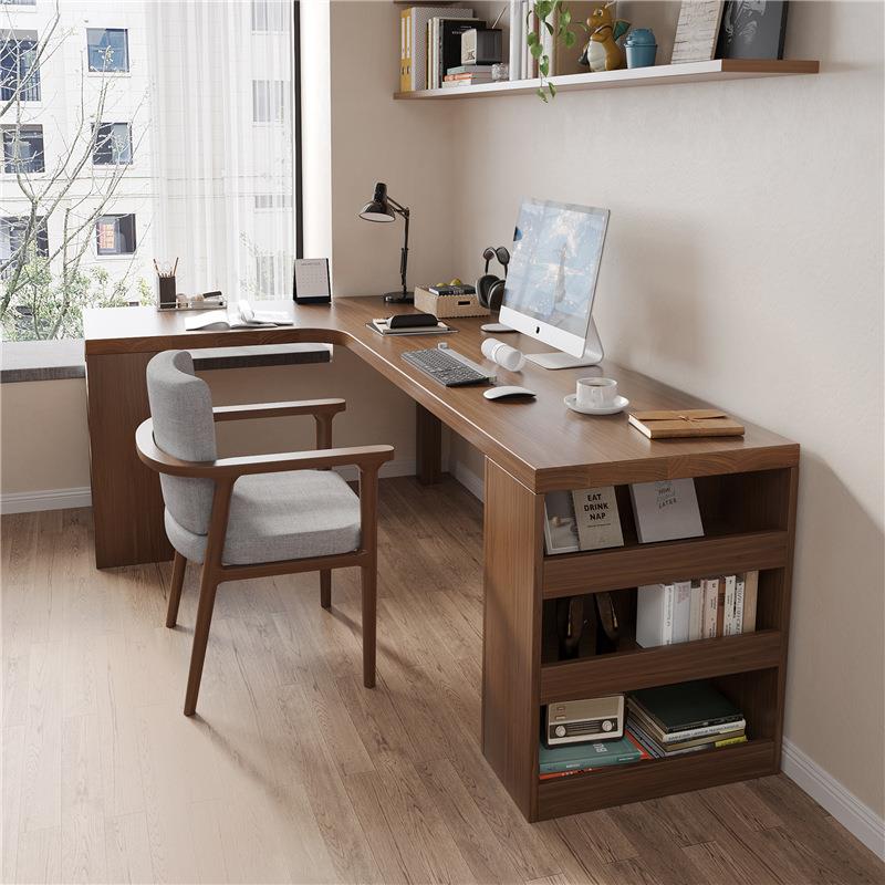 严选简约实木转角电脑桌家用学生卧室写字桌型书桌简约办公工作台