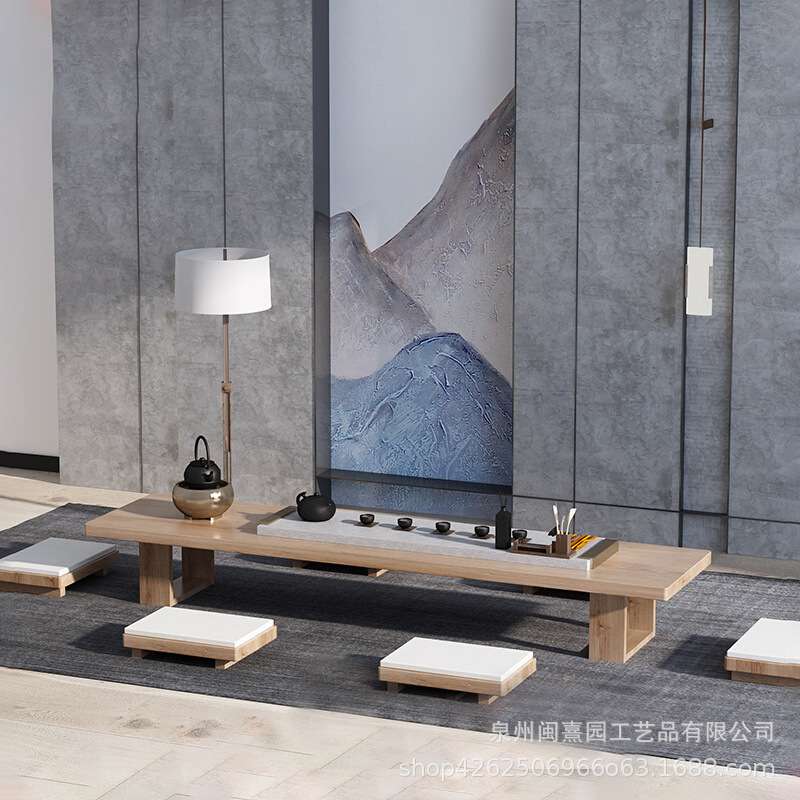 日式飘窗矮桌子坐地实木禅意茶台简约原木茶几书房茶室榻榻米茶桌