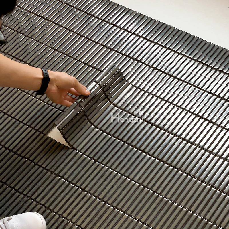 细长条窑变马赛克蓝绿色结晶窑变瓷砖吧台圆柱阳台条形手指墙砖