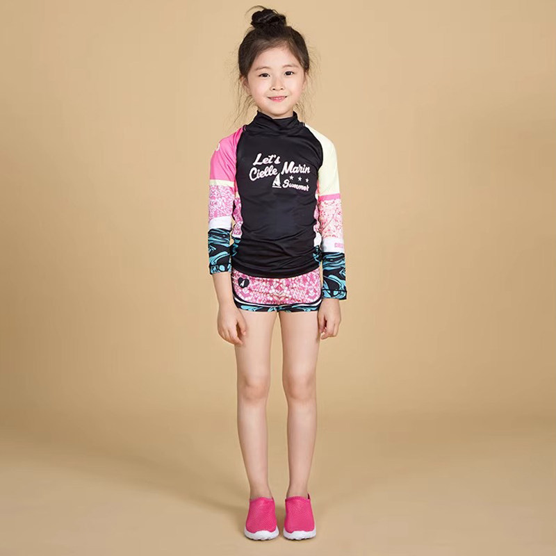 ciellemarin潜水服儿童泳衣韩国长袖游泳衣沙滩防晒上衣冲浪衣女