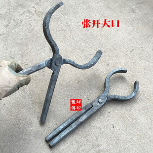 手工夹钳短加粗圆口夹子火钳夹圆钢铝棒钳打铁钳铁匠钳扁口铝锭钳