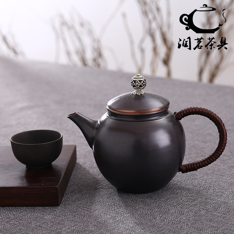 纯铜茶壶小号迷你紫铜壶侧把泡茶壶手工铜壶无涂层煮茶壶小容量