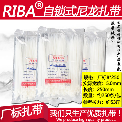厂标塑料白色整理线缆尼龙扎带8x250宽5mm长250mm约250条非标包邮