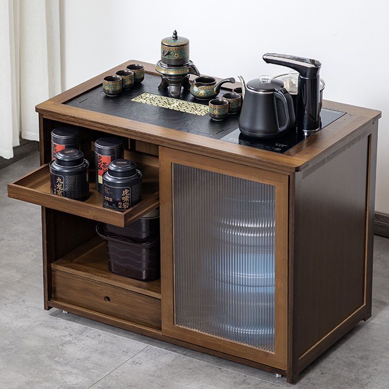 新中式移动茶柜家用茶桌客厅小茶台实木泡茶几茶车烧水壶一体套餐