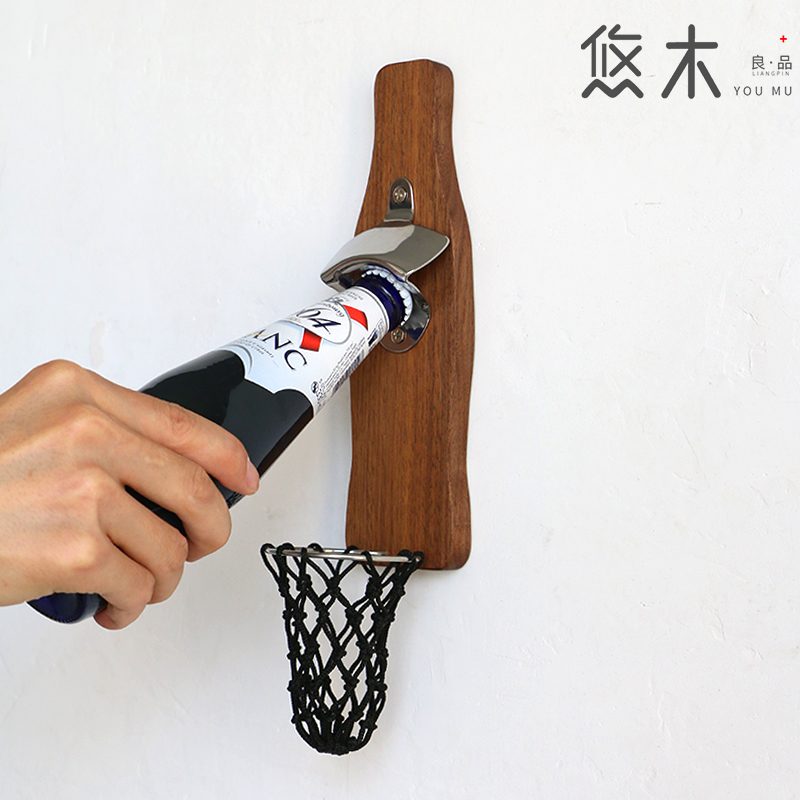 网红啤酒开瓶器篮球框启盖器磁铁啤酒瓶起子球网冰箱起瓶器