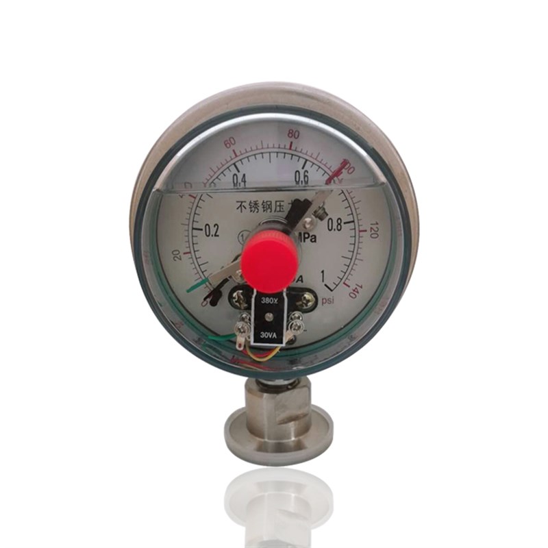 电接点卫生隔膜耐震压力表不锈钢电接点压力表 YBN100 1MPA快装式